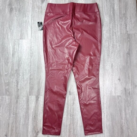 Red Leather Pants Leggings 2 - Picture 4 of 5